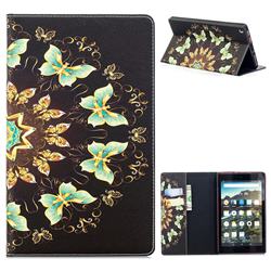 Circle Butterflies Folio Stand Tablet Leather Wallet Case for Amazon Fire HD 8 (2017)