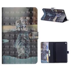 Tiger and Cat 3D Painted Leather Tablet Wallet Case for Amazon Fire HD 8 (2017)
