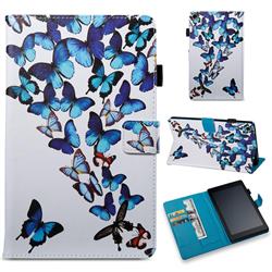 Blue Vivid Butterflies Folio Stand Leather Wallet Case for Amazon Fire HD 8 (2017)