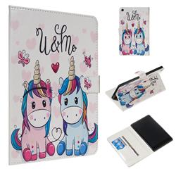 Couple Unicorn Smooth Leather Tablet Wallet Case for Amazon Fire HD 8 (2017)