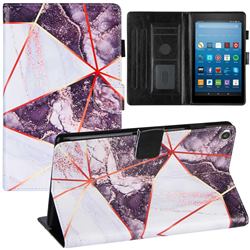 Black and White Stitching Color Marble Leather Flip Cover for Amazon Fire HD 8 (2018)