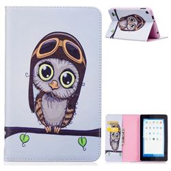 Owl Pilots Folio Stand Leather Wallet Case for Amazon Fire 7(2015)