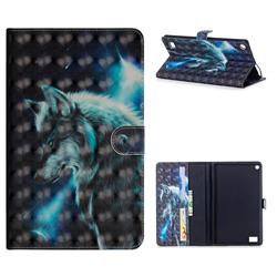 Snow Wolf 3D Painted Leather Tablet Wallet Case for Amazon Fire 7(2015)