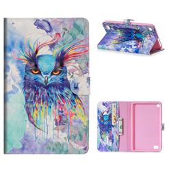 Watercolor Owl 3D Painted Leather Tablet Wallet Case for Amazon Fire 7(2015)
