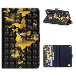 Golden Butterfly 3D Painted Leather Tablet Wallet Case for Amazon Fire 7(2015)