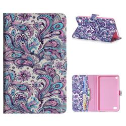 Swirl Flower 3D Painted Leather Tablet Wallet Case for Amazon Fire 7(2015)