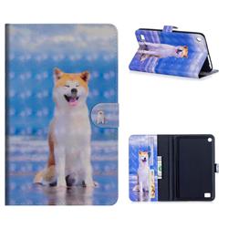 Smiley Shiba Inu 3D Painted Leather Tablet Wallet Case for Amazon Fire 7(2015)