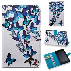 Blue Vivid Butterflies Folio Stand Leather Wallet Case for Amazon Fire 7(2015)
