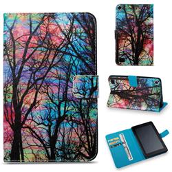 Color Tree Folio Stand Leather Wallet Case for Amazon Fire 7(2015)