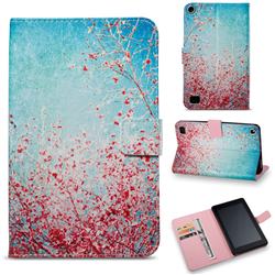 Cherry Blossoms Folio Stand Leather Wallet Case for Amazon Fire 7(2015)