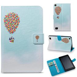 Hot Air Balloon Folio Stand Leather Wallet Case for Amazon Fire 7(2015)