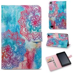 Fire Red Flower Folio Stand Leather Wallet Case for Amazon Fire 7(2015)