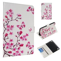 Rose Butterfly Flower Smooth Leather Tablet Wallet Case for Amazon Fire 7(2015)