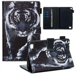 Black and White Tiger Matte Leather Wallet Tablet Case for Amazon Fire 7(2015)