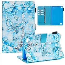 Tower Butterfly Matte Leather Wallet Tablet Case for Amazon Fire 7(2015)