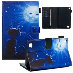 Cat and Moon Matte Leather Wallet Tablet Case for Amazon Fire 7(2015)