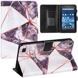 Black and White Stitching Color Marble Leather Flip Cover for Amazon Fire 7(2015)