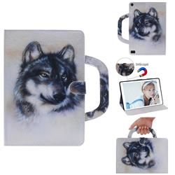 Snow Wolf Handbag Tablet Leather Wallet Flip Cover for Amazon Fire 7 (2019)