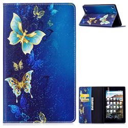Golden Butterflies Folio Stand Leather Wallet Case for Amazon Fire 7 (2017)