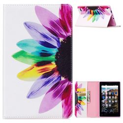 Seven-color Flowers Folio Stand Leather Wallet Case for Amazon Fire 7 (2017)