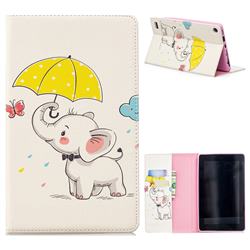 Umbrella Elephant Folio Stand Tablet Leather Wallet Case for Amazon Fire 7 (2017)