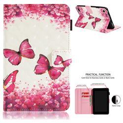 Rose Butterfly 3D Painted Leather Wallet Tablet Case for Amazon Fire 7 (2017)