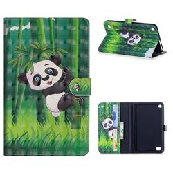 Climbing Bamboo Panda 3D Painted Leather Tablet Wallet Case for Amazon Fire 7 (2017)