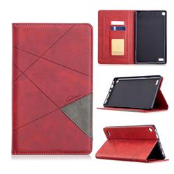 Binfen Color Prismatic Slim Magnetic Sucking Stitching Wallet Flip Cover for Amazon Fire 7 (2017) - Red
