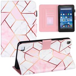 Pink White Stitching Color Marble Leather Flip Cover for Amazon Fire 7 (2017)