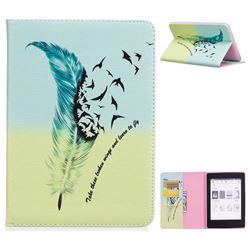 Feather Bird Folio Stand Leather Wallet Case for Amazon Kindle Paperwhite 1 2 3