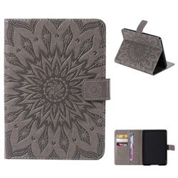 Embossing Sunflower Leather Flip Cover for Amazon Kindle Paperwhite 1 2 3 - Gray