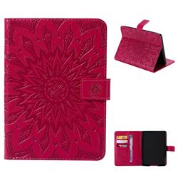 Embossing Sunflower Leather Flip Cover for Amazon Kindle Paperwhite 1 2 3 - Red