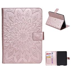 Embossing Sunflower Leather Flip Cover for Amazon Kindle Paperwhite 1 2 3 - Rose Gold