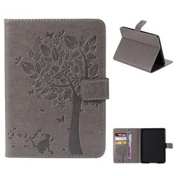 Embossing Butterfly Tree Leather Flip Cover for Amazon Kindle Paperwhite 1 2 3 - Grey