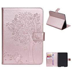 Embossing Butterfly Tree Leather Flip Cover for Amazon Kindle Paperwhite 1 2 3 - Rose Gold