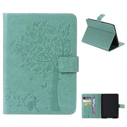 Embossing Butterfly Tree Leather Flip Cover for Amazon Kindle Paperwhite 1 2 3 - Cyan
