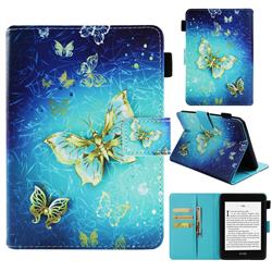 Gold Butterfly Folio Stand Leather Wallet Case for Amazon Kindle Paperwhite 1 2 3