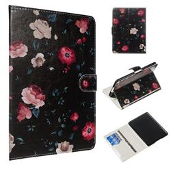 Black Flower Smooth Leather Tablet Wallet Case for Amazon Kindle Paperwhite 1 2 3