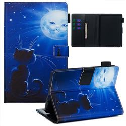 Cat and Moon Matte Leather Wallet Tablet Case for Amazon Kindle Paperwhite 1 2 3