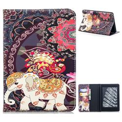 Totem Flower Elephant Folio Stand Tablet Leather Wallet Case for Amazon Kindle Paperwhite (2018)