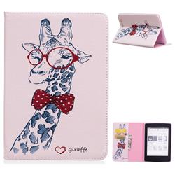Glasses Giraffe Folio Stand Leather Wallet Case for Amazon Kindle Paperwhite (2018)