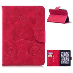 Lovely Panda Embossing 3D Leather Flip Cover for Amazon Kindle Paperwhite (2018) - Rose