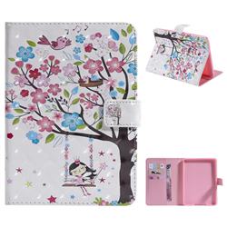 Flower Tree Swing Girl 3D Painted Tablet Leather Wallet Case for Amazon Kindle Paperwhite (2018)