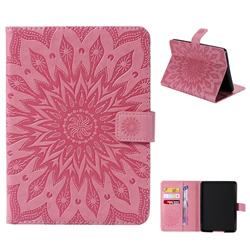 Embossing Sunflower Leather Flip Cover for Amazon Kindle Paperwhite (2018) - Pink