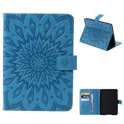 Embossing Sunflower Leather Flip Cover for Amazon Kindle Paperwhite (2018) - Blue