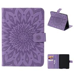 Embossing Sunflower Leather Flip Cover for Amazon Kindle Paperwhite (2018) - Purple