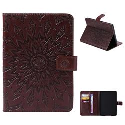 Embossing Sunflower Leather Flip Cover for Amazon Kindle Paperwhite (2018) - Brown