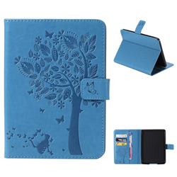 Embossing Butterfly Tree Leather Flip Cover for Amazon Kindle Paperwhite (2018) - Blue
