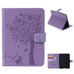Embossing Butterfly Tree Leather Flip Cover for Amazon Kindle Paperwhite (2018) - Purple