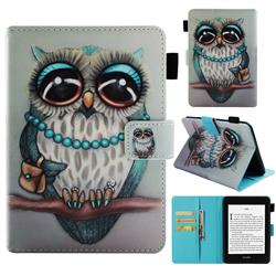 Sweet Gray Owl Folio Stand Leather Wallet Case for Amazon Kindle Paperwhite (2018)